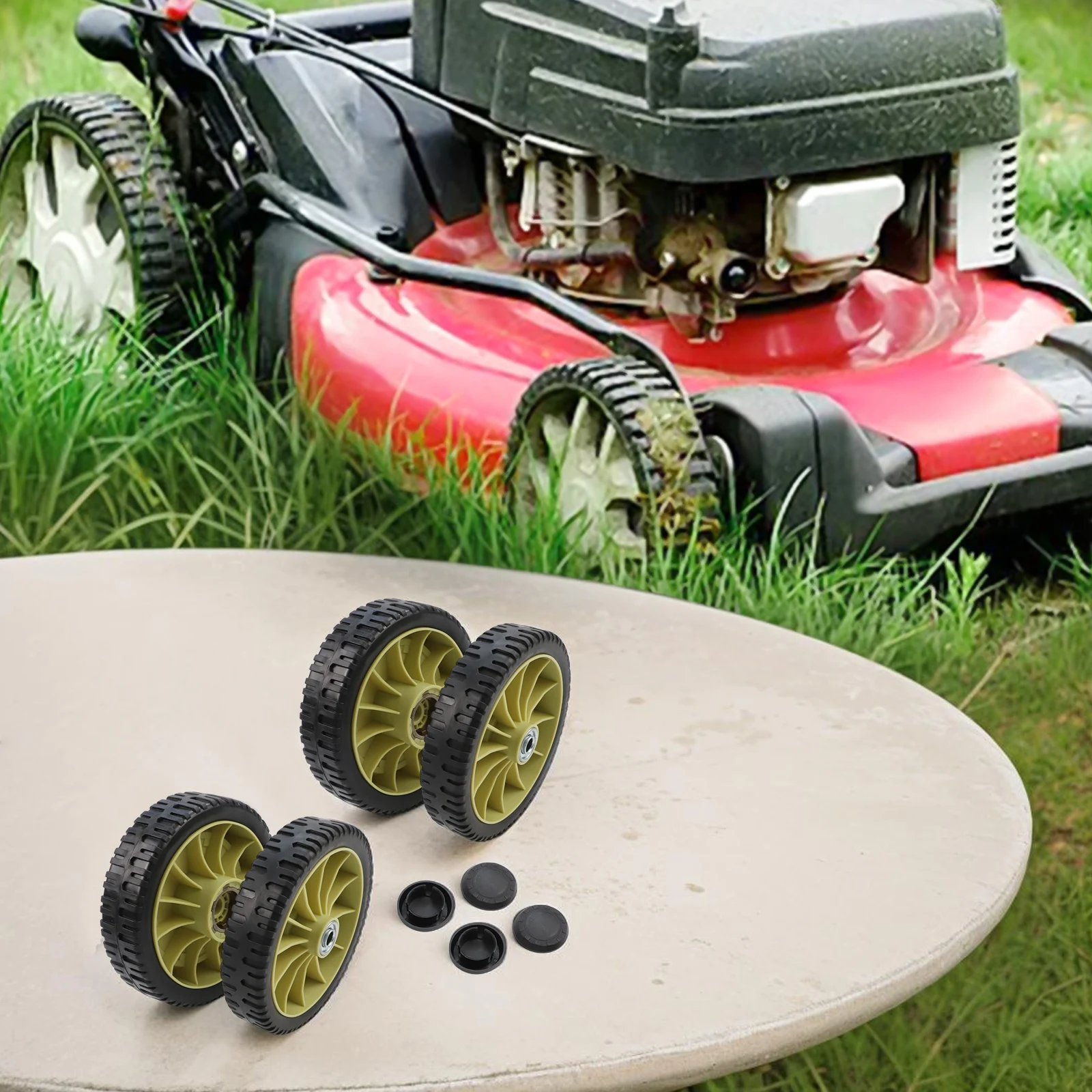 Axle Length 32.00mm Lawn Mower Wheel Kit Complete Wheel Replacement Kit Replacement Wheels 4-Pack Lawn Mower Wheels