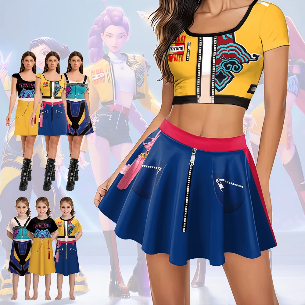 

Anime K-Pop Mira Rumi Zoey Cosplay Costumes Girl Halloween Stage 3D Printed Pattern Role Play Clothes Adult Dress Play autumn