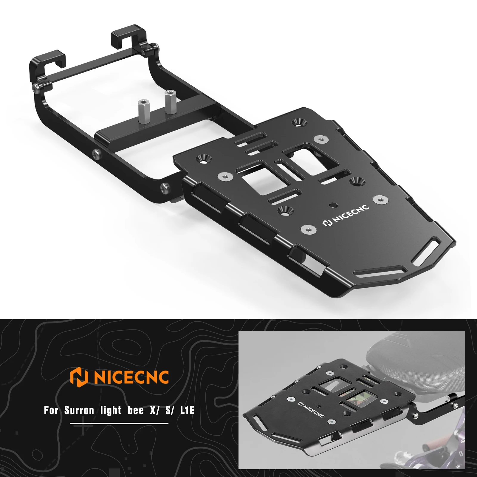 NICECNC For Surron Light Bee X Rear Luggage Rack Cargo Bracket For Sur-Ron Light Bee S L1E Segway X160 X260 Electric Dirt Bike