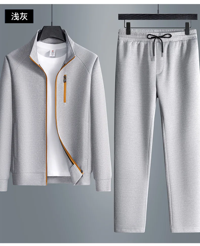 Herren Mode Locker Sitzender Stehkragen Sportanzug Langarm-Shirt Gerade Hose Weich Atmungsaktiv Herbst Streetwear Jogging Alltagskleidung – Detail 9