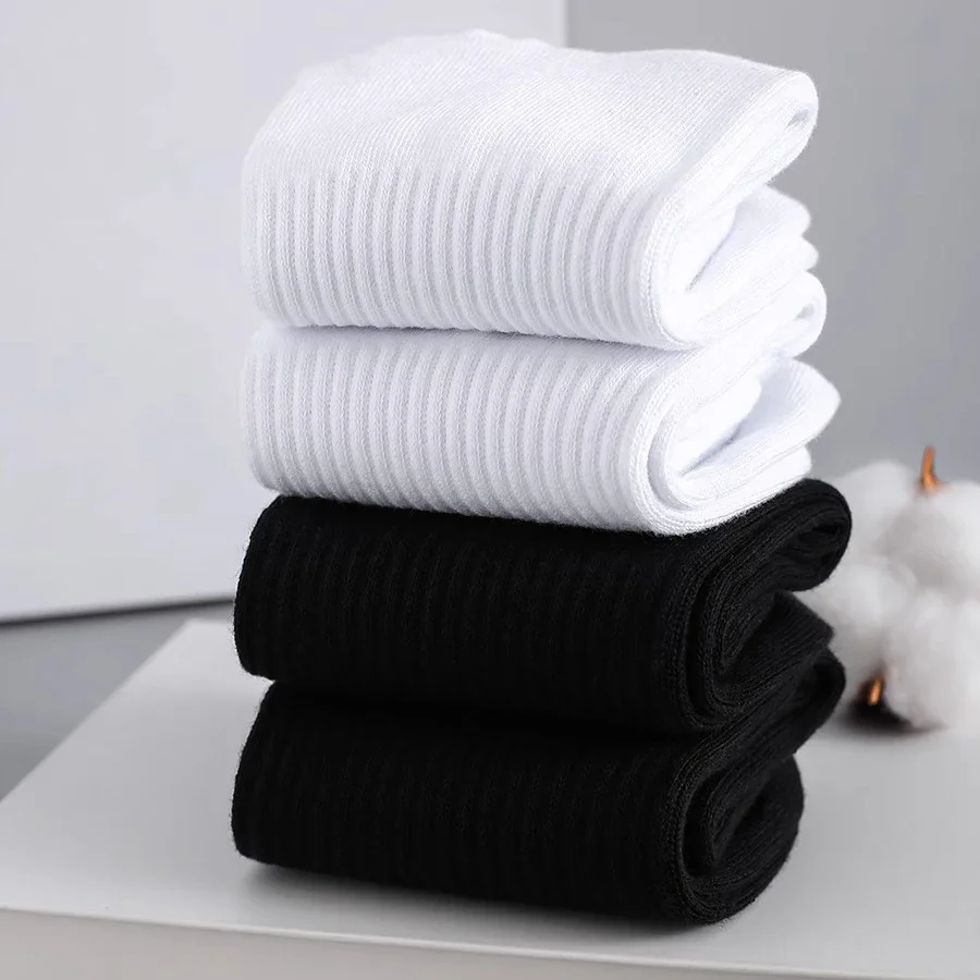3Pairs Classic Black White Cotton Socks for Men\'s Short Socks Summer Thin Low Tube Socks Anti Odor Women\'s Ankel Sox EU 37-42
