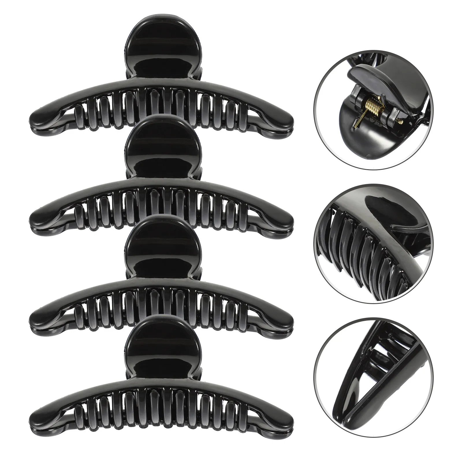

4Pcs Plastic Large Hair Claw Clips Sturdy Classic Hairgrip for Thick Hair Women Home Shower Dating Black