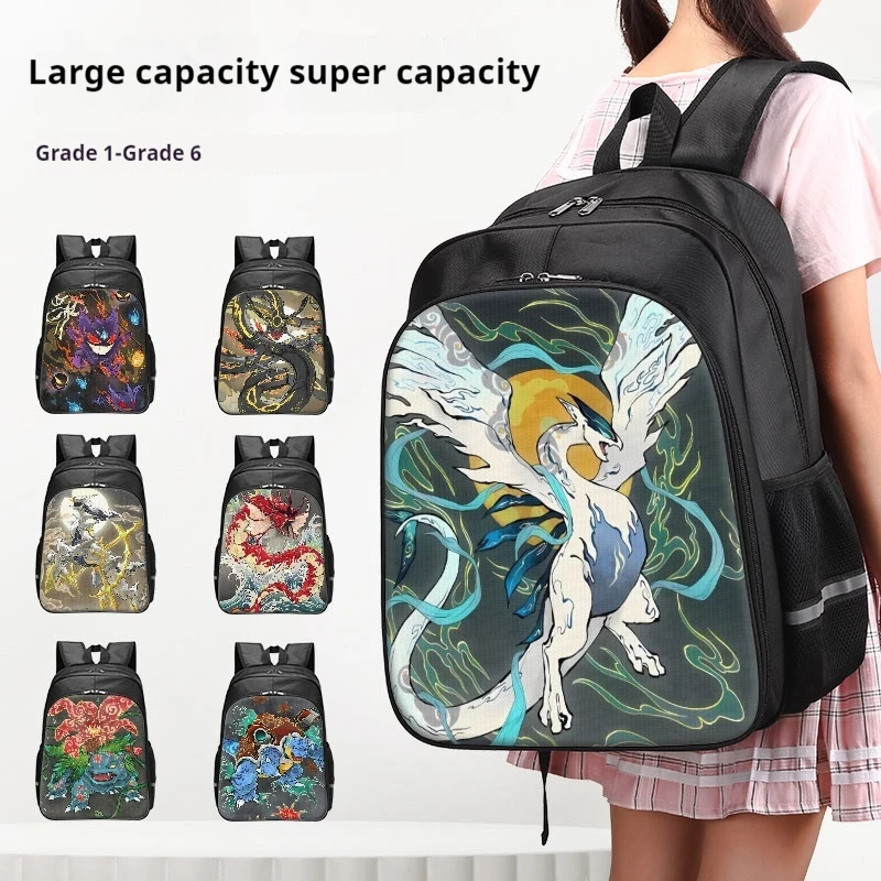 

PokéMon Schoolbag Cartoon Kawaii Pikachu Doll Backpack Waterproof Lightweight High-Quality Backpack Computer Bag Birthday Gift