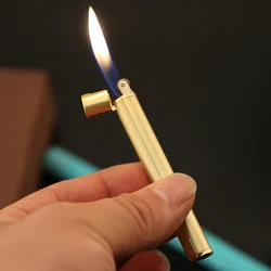 Mini Cigarette Shape Lighter Open Flame Butane Gas Metal Lighter Grinding Wheel Easy To Carry Lighter Smoking Accessories