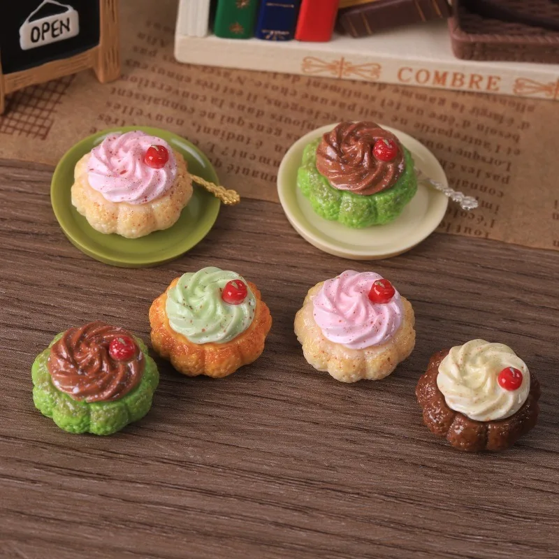 4 piezas de simulación en miniatura de crema de cereza, juguete comestible DIY, decoración para casa de muñecas