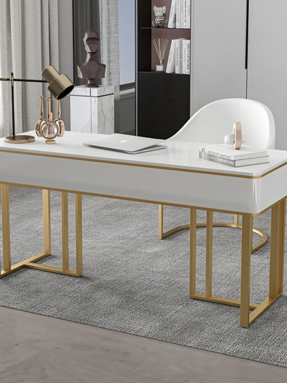 Modern light luxury metal desk, suitable for beauty salons and office buildings