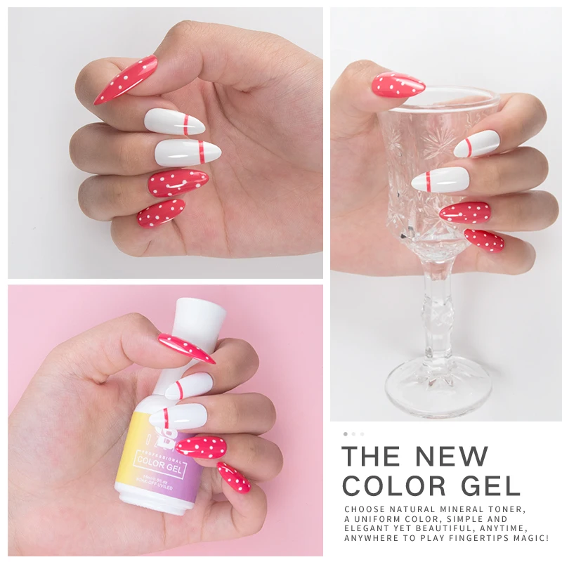 BOZLIN 15Ml เจลสีเล็บ Polish Soak Off UV Gel สีสันสดใสเคลือบเงากึ่งถาวร Base Top Coat 126สี red Salon เจล Lacquer