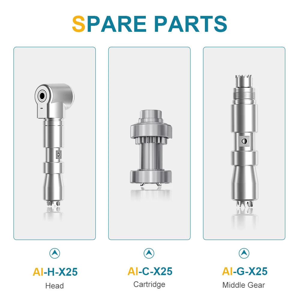 Micromotor eléctrico ai-max X25L, contraángulo Dental, 1:1, fibra óptica, baja velocidad