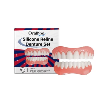 Yanlış Diş Silikon Üst Alt Kaplamalar Mükemmel Gülmek Kaplamalar Protez Macunu Sahte Diş Parantez Rahat Diş Ortodonti