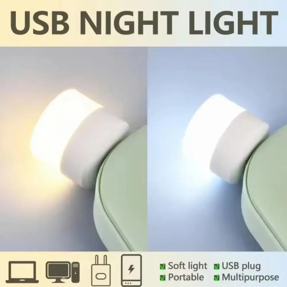 5PCS Mini USB Lamp LED Night Light USB Plug Lamp Computer Charging Mobile Square Reading Eye Protection Light Power N5H1