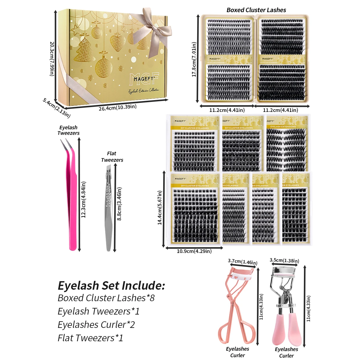 Magefy kit de cílios postiços 1840 clusters diy extensões de cílios naturais olho de gato cílios com cílios modelador pinças beleza dos olhos