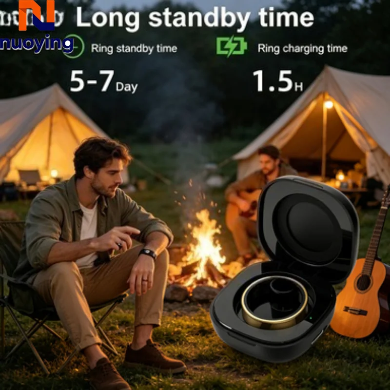 Anneau intelligent R09 étanche 5ATM, tracker de santé multifonctionnel avec étui de charge compatible avec Android et iOS