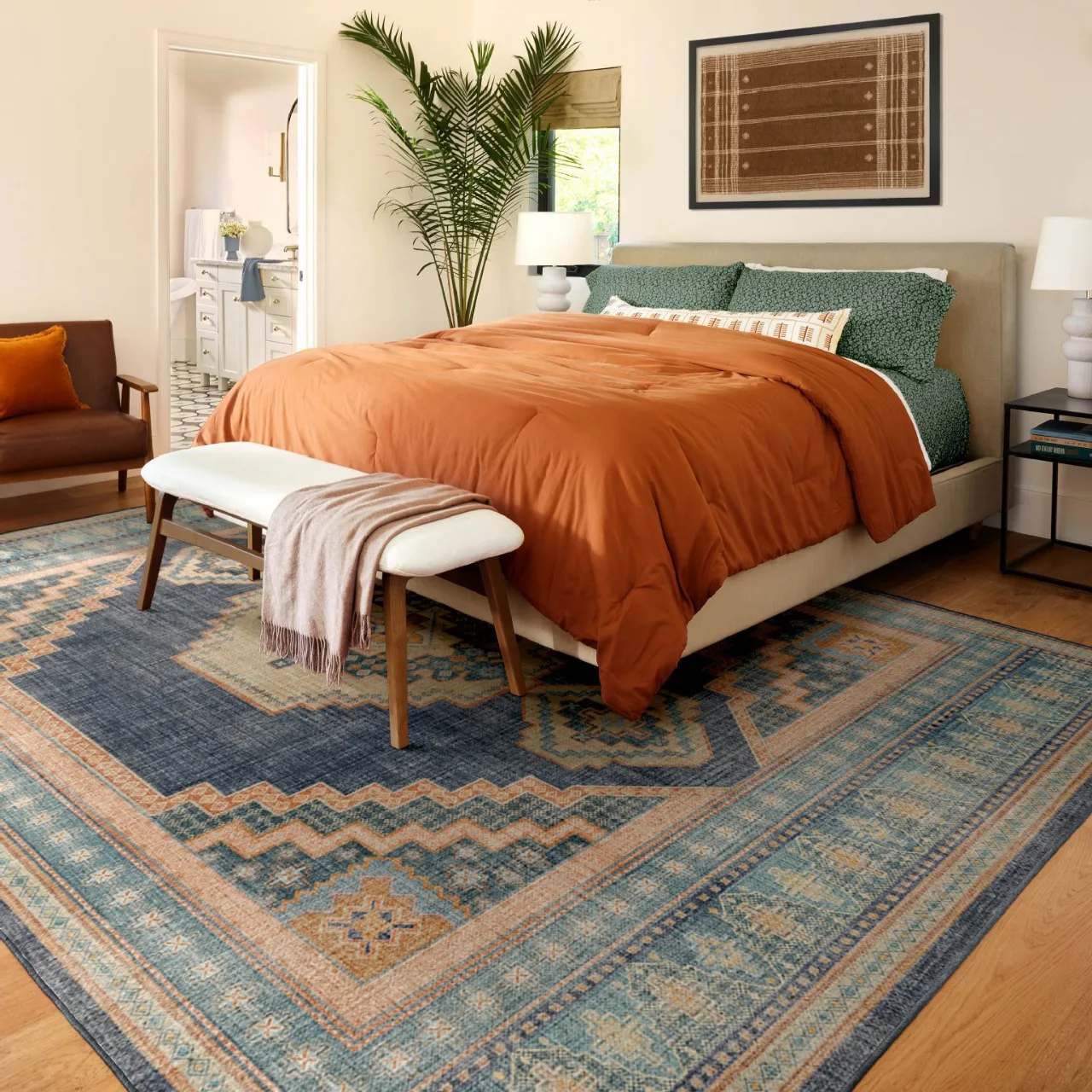 VIKAMA 1PC Persian Vintage Crystal Velvet Carpet Living Room Bedroom Full Bed Side Blanket Study Non-Slip Carpet Home Decoration