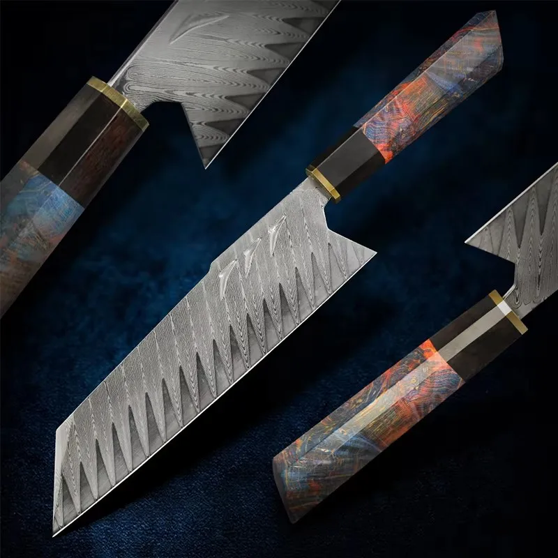 

PEDWIFE 7.9" Handmade Damascus Steel Chopper Santoku Knife Meat Knives Kitchen Knife Cooking Tools With Sandalwood Wooden Handl