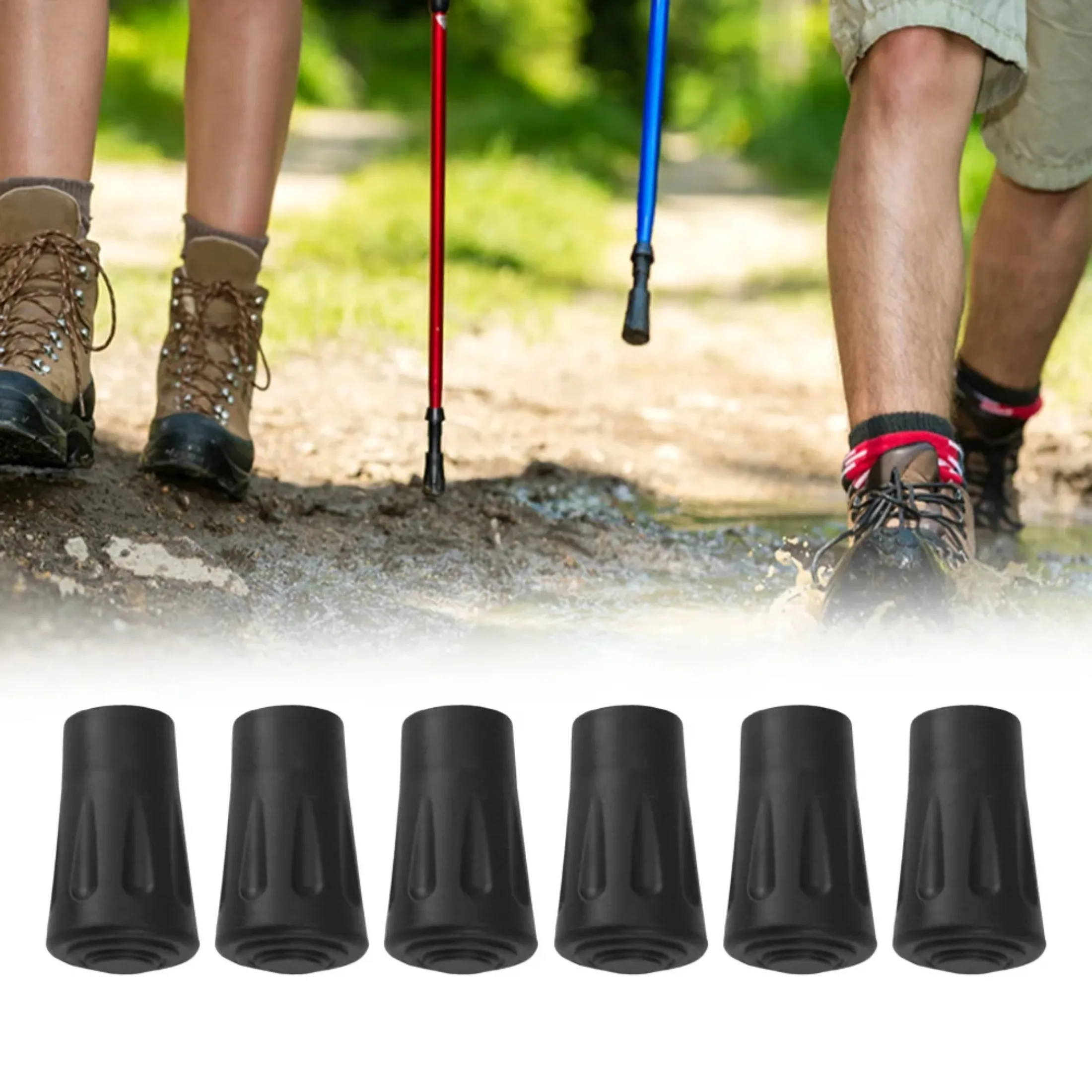 6/12Pcs Trekking Pole Nordic Walk Stick Cane Climb Replacement Alpenstock Outdoor Camp Hike Protector Cap Tip Rubber Cover