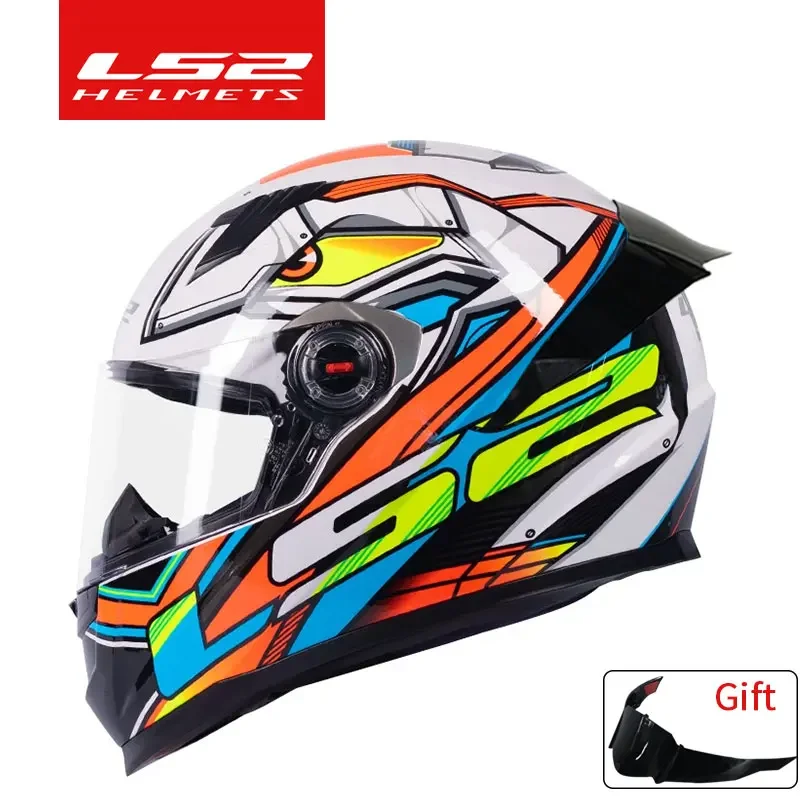 LS2 Full Face Capacete Masculino Free Gift Spoiler ls2 FF358 Motocross Racing Man Woman Casco Moto Casque No Pump ECE Approved