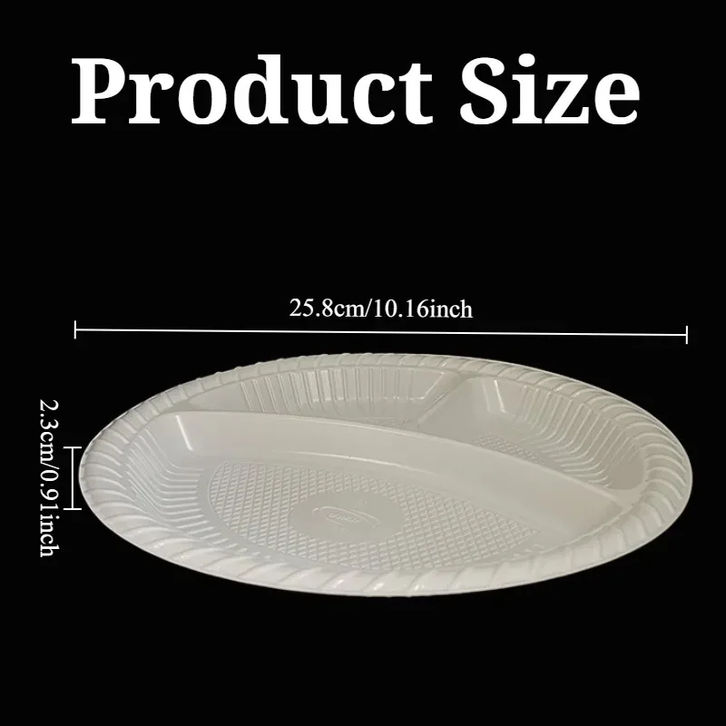 10/20/30PCS 3‑Compartment Disposable Bagasse Plates, Eco‑Friendly Degradable Food Trays for Party, Camping, Catering & Daily Use