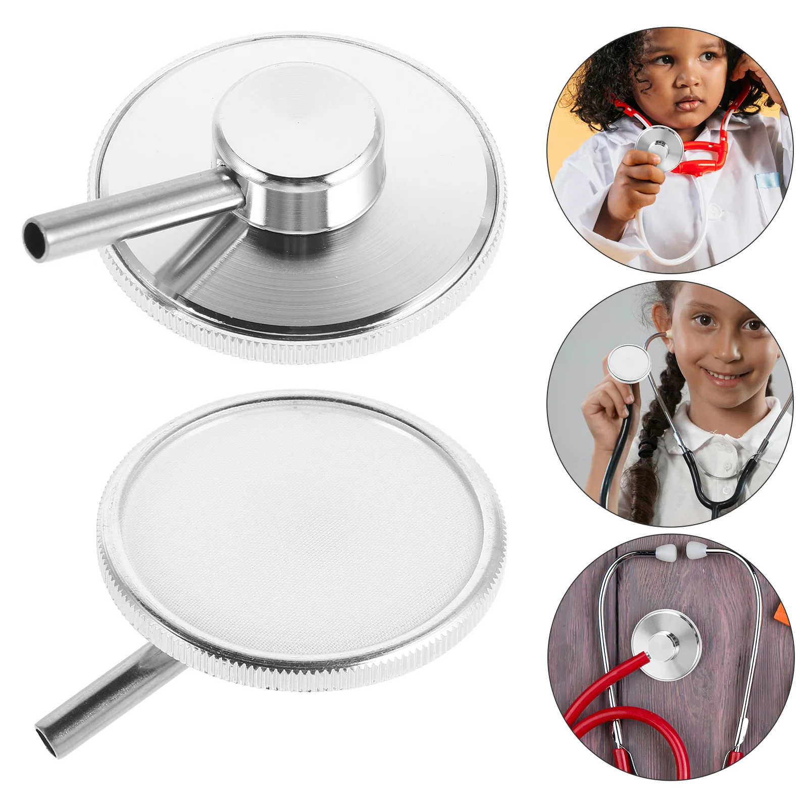 4 Pcs Children's Stethoscope Head Pretend Play Game Accessory Toys Chestpiece for Toddlers Baby Accessories