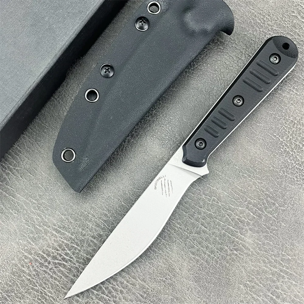 

Bastinelli Fixed Blade Knife D2 Blade G10 Handle with Kydex Sheath Camping Survival Hunting Knife Outdoor Military Knives