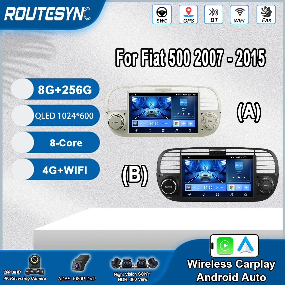 7 Inch Android Car DVD For Fiat 500 2007 -2015 Auto Multimedia Video Player Radio Stereo GPS Navigation Car play Auto Head Unit