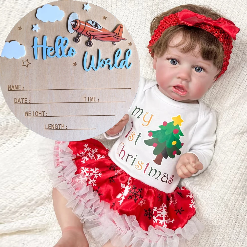 

W-022XK High Color Soft Vinyl Simulation Baby 55 Cm Reborn Doll Christmas Outfit Cute Baby Movable Changeable Clothes