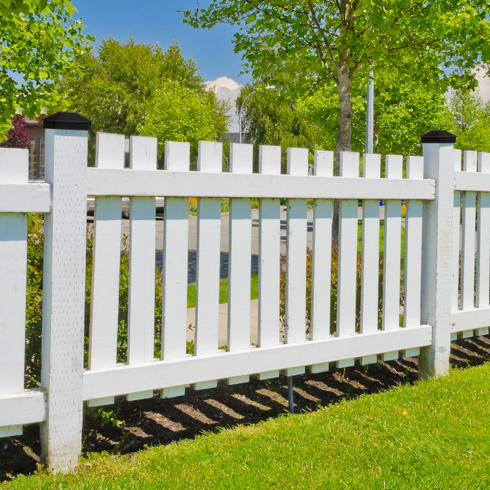 

12pcs Fence Post Caps Plastic Square Covers For Wood Decking Outdoor Garden Fence Column Covers Weather Resistant Durable