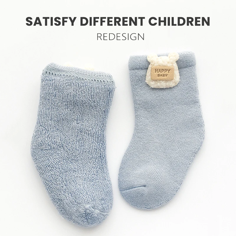 3Pairs 0-5Years Toddlers Spring Autumn Newborn Terry Sock Moisture Wicking And Breathable Dressed To The Nines Fashion Of Animal