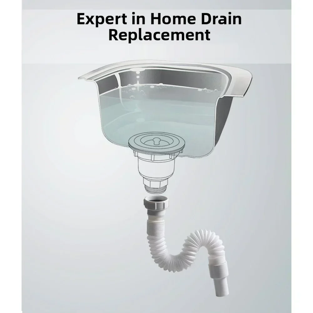 

White 1-Pack Expandable Flexible Kitchen Sink Sewer Pipe Bathroom Drains Tube Wash Basin Plumbing Rainwater Down Spout Hose