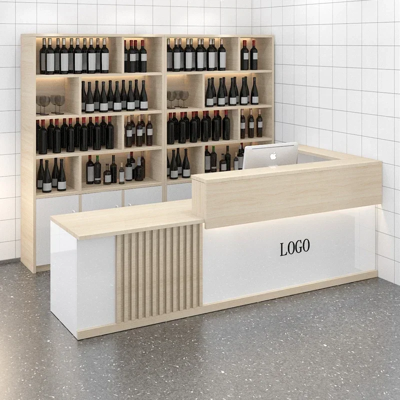 

Professional Design Bar Counter Cashier Counter Luxury Simple Reception Desk counter Reception Tradeshow Table Lada Shop