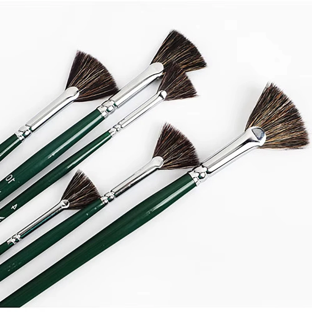 

6 pcs/set Fan-shaped Marten hair watercolor brush gouache acrylic pig Bristles hair adult beginner hand-painted oil paint brush