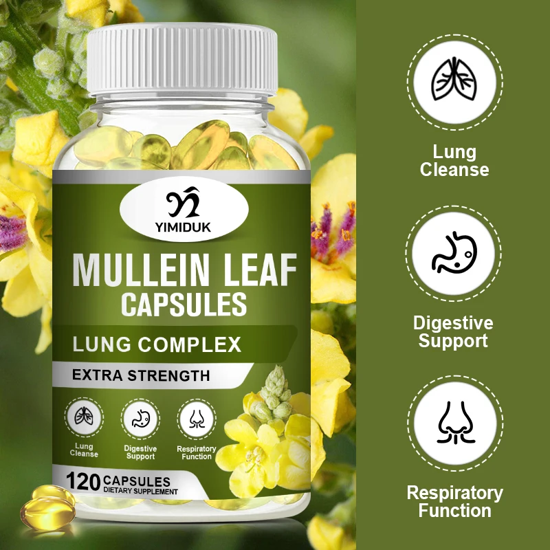 

Mullein Leaf Capsules Supports Healthy Respiratory Function & Mucous Membranes Lung Cleanse Support Help Sleep