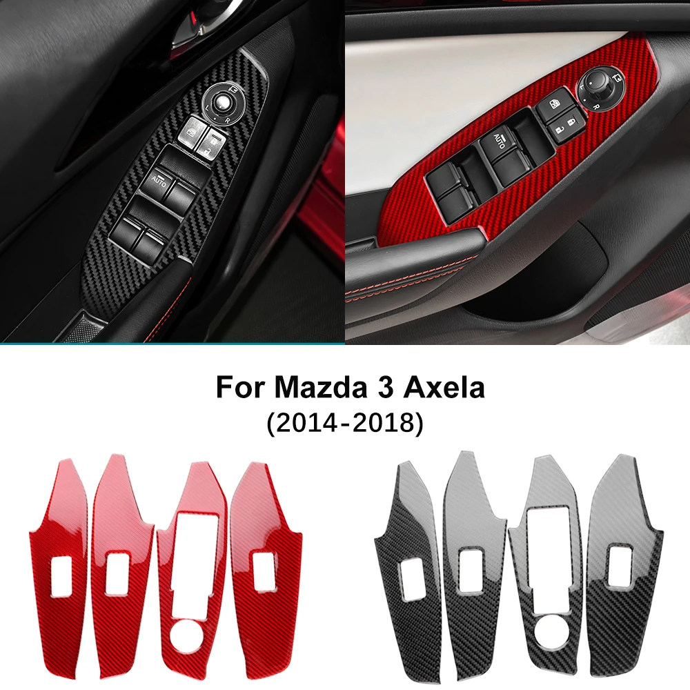 

Carbon Fiber Window Lift Switch Panel Trim For Mazda 3 Axela 2014-2018 LHD RHD Front Rear Door Control Frame Cover Interior