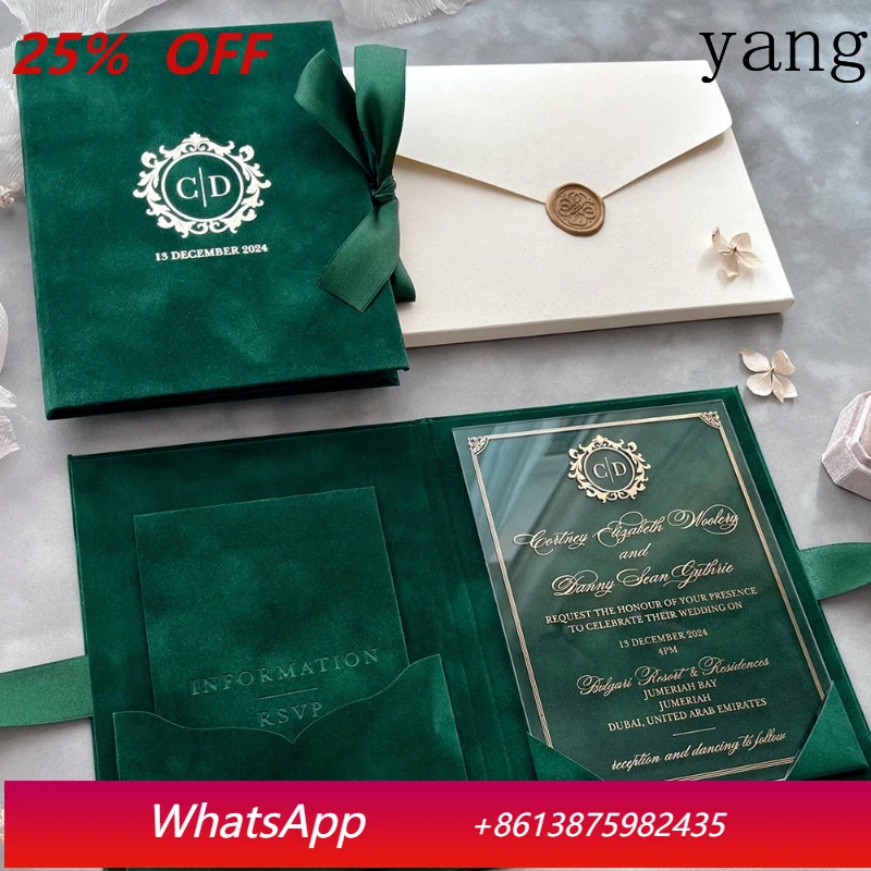 

Yjq customization 30pcs bronzing velvet wedding invitation can be customized color high-end velvet wedding invitation niche