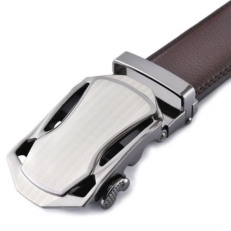 حزام بإبزيم تلقائي للرجال - حزام خصر نحيف من الجلد المتين، قابل للتعديل للجينز والعمل، كاجوال للعمل