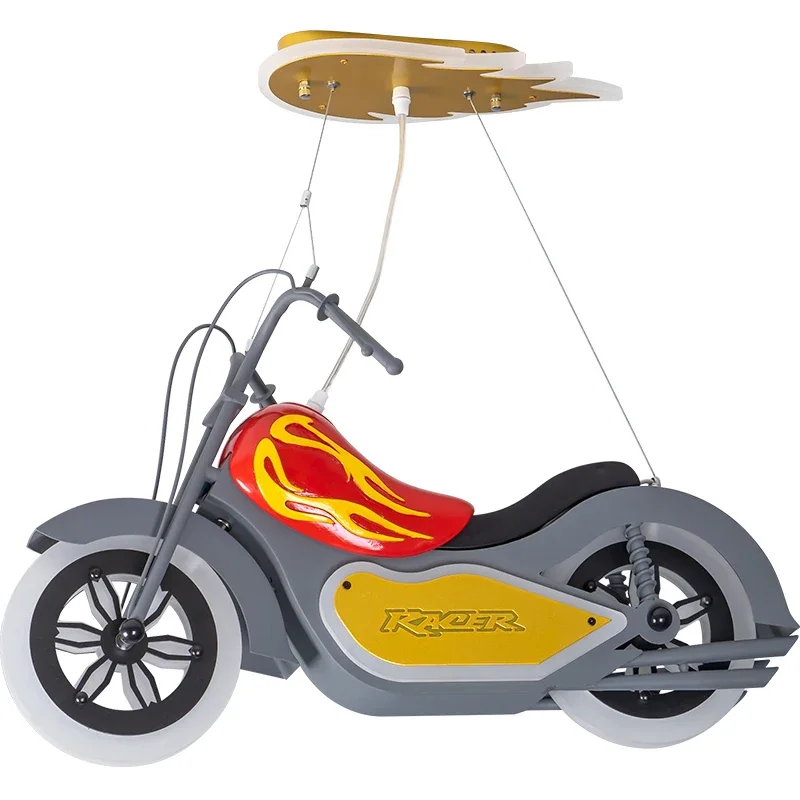 

Resin Acrylic Motorcycle Chandelier For Children's Room Boys Bedroom Creative Cartoon Bar LED Home Decor Lamp