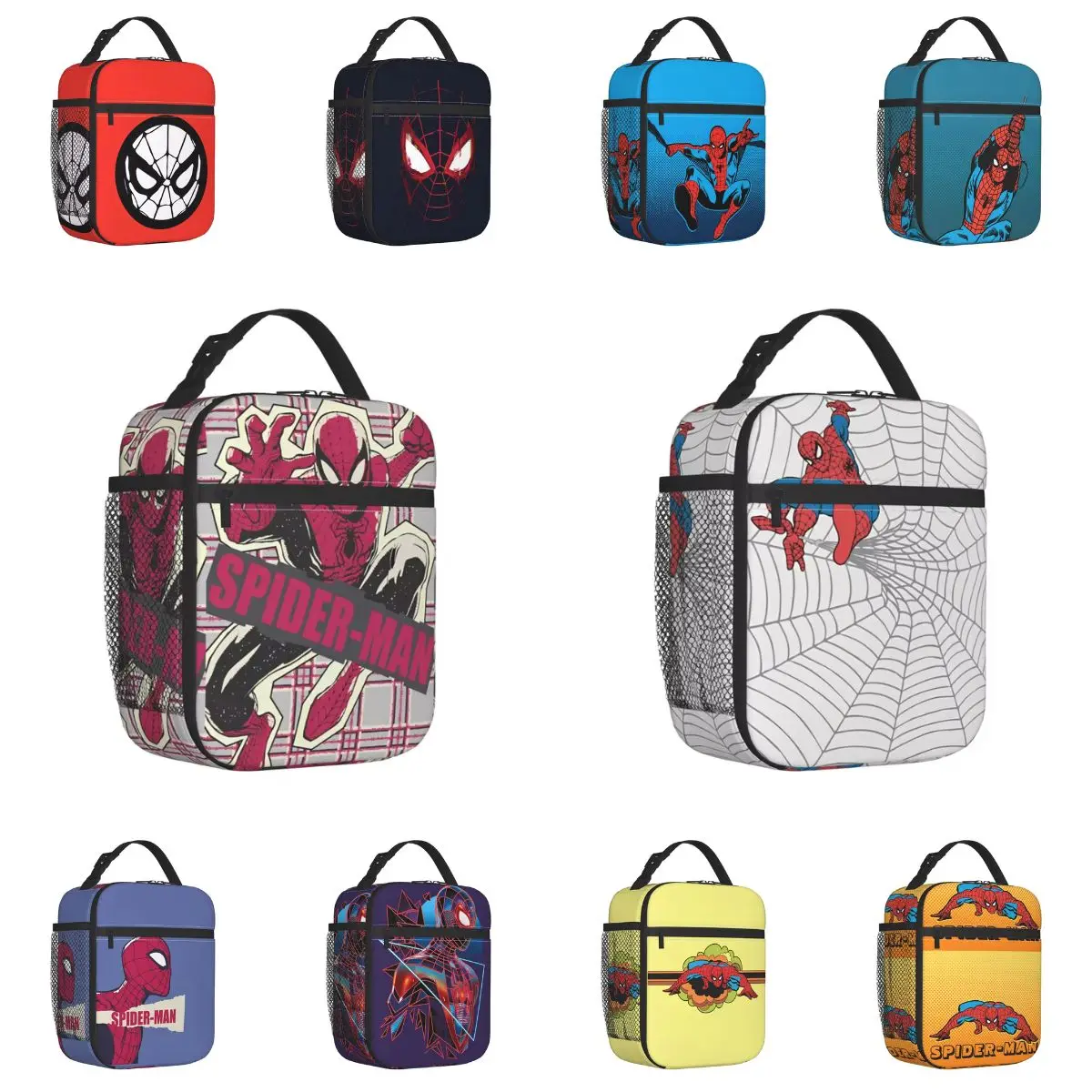 Spider Man In Center Of Web Lunch Bag Portable Lunch Box Office Print Cooler Bag Cute Waterproof Tote Food Bags