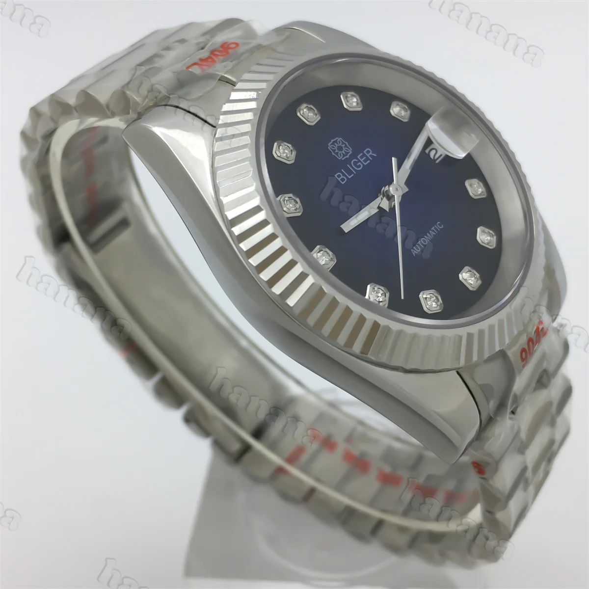 BLIGER NH35A PT5000 36 мм/39 мм Автоматические мужские часы с градиентом, синий, красный, зеленый циферблат, браслет из полированной стали