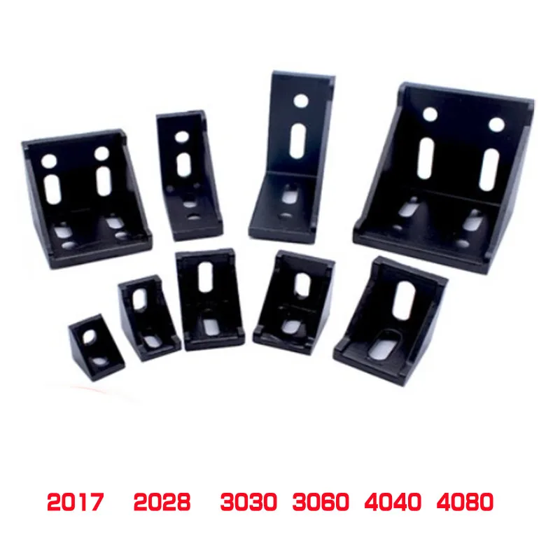 1-10pcs black Corner Bracket Fittings Corner Angle Bracket Connector 2017 2028 2040 3030 4040 Aluminium Profile Black color