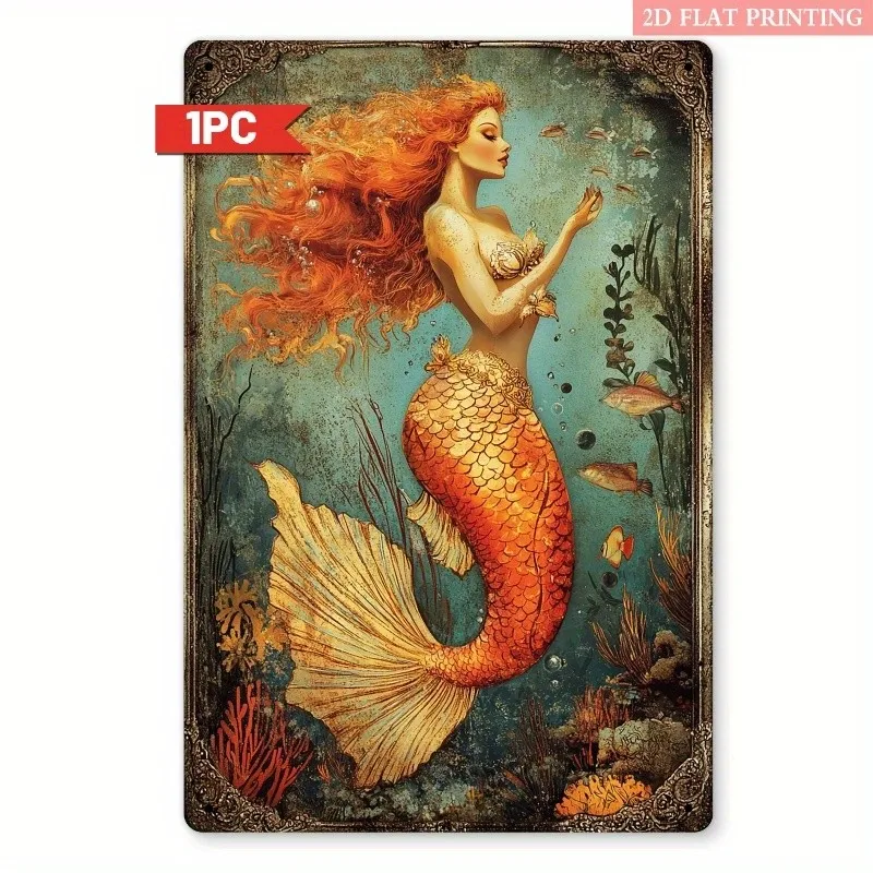Mermaid Heavy Duty Oceanic Fantasy Tin Metal Signs Home Décor 8x12