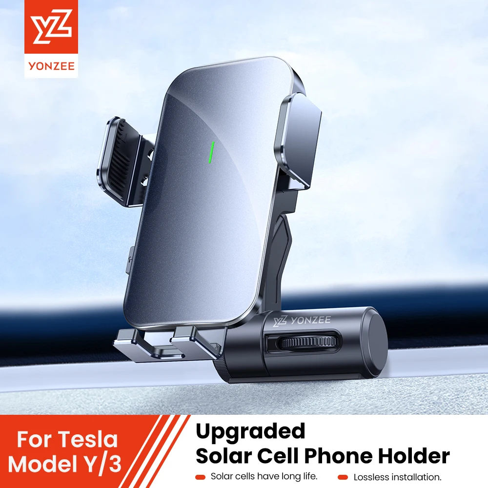 YZ For Tesla highland Model 3 Y Car Cell Phone Holder Magnetic Car Mount Bracket Vent Clip Air Outlet Snap-in Solar Charging