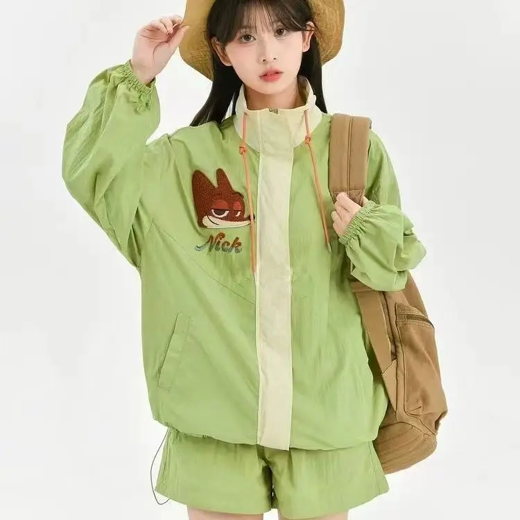 

2026 Kids' Cute Fox Embroidered Two-Piece Set Casual Lightweight Jacket & Shorts Outfit for Spring & Summer