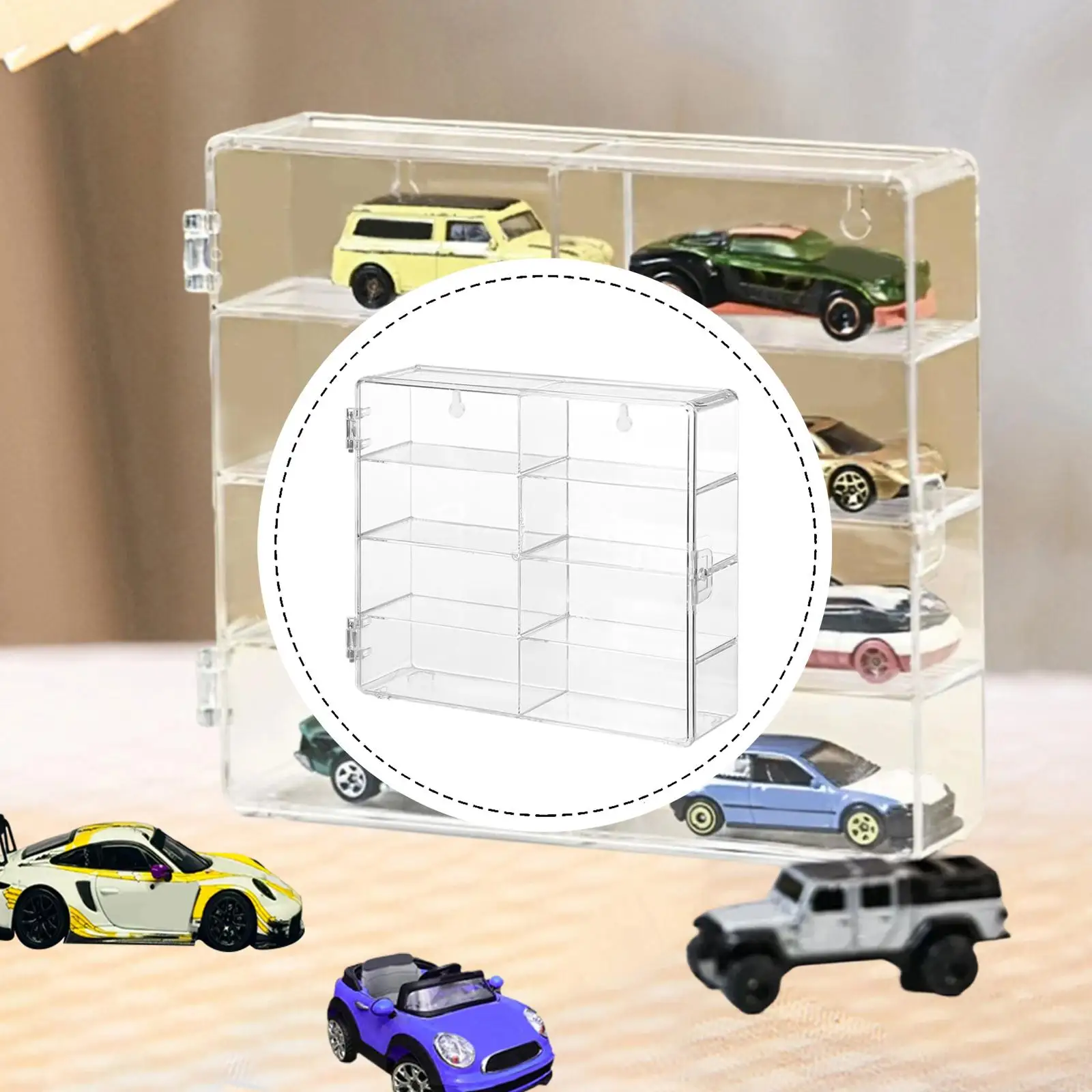 

1/64 весы, витрина для игрушечных автомобилей, пылезащитный контейнер, полка, защитные вмещает 8 игрушечных машин, витрина, органайзер для хранения, прозрачный