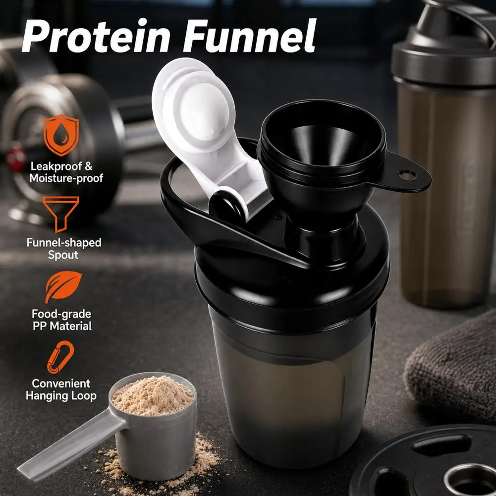 50ml Portable Protein Powder Funnel Moistureproof Leak Proof Supplement Dispenser Box Mini Shaker Bottle Sports Powder Case