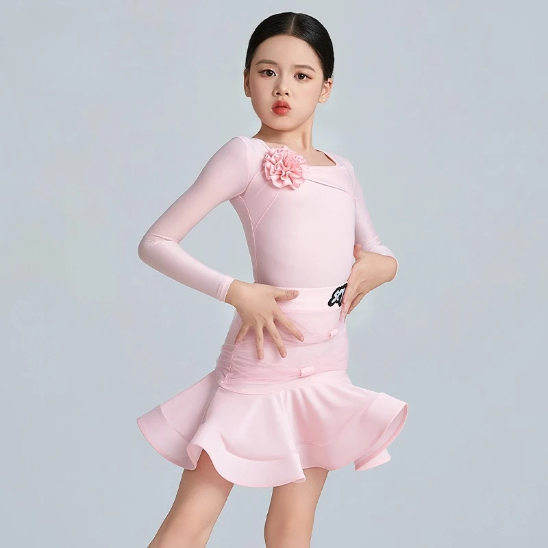 New Model Latin Dance Costume - High-end Children's Net Fabric Professional Training, Competition and Performance Attire