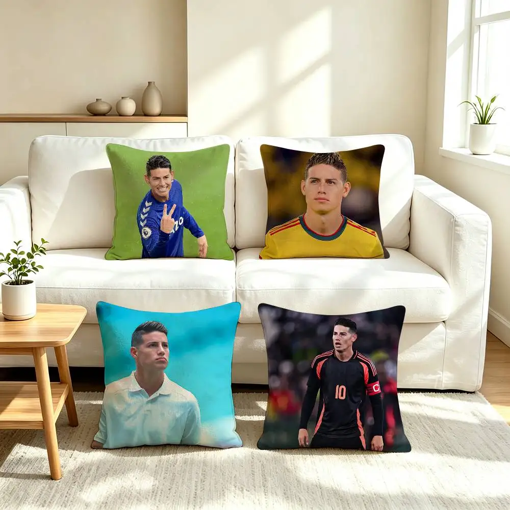 J-James R-Rodriguez JR10 Football Star  Pillow Case Square Double-Sided Sofa Cushion Cover Bedroom Bedside Pillow