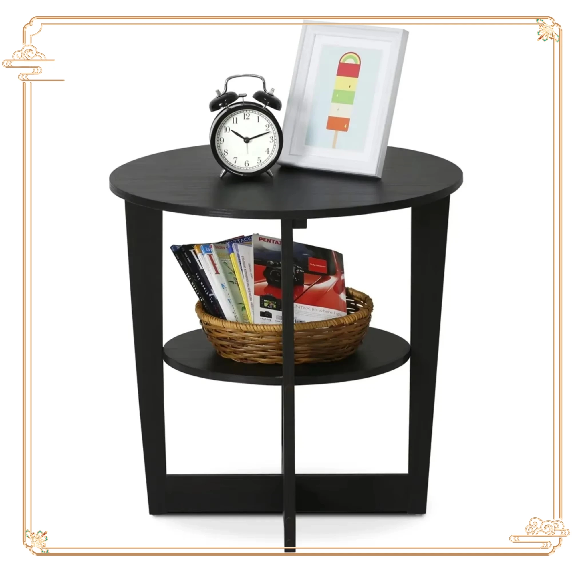 

Современный овальный приставной столик, идеально подходит в качестве столика для дивана или тумбочки для спальни. Прочное дерево из насыщенного ореха.