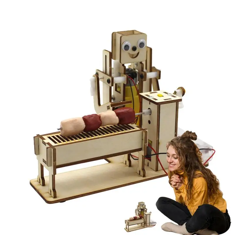 Ensemble de grillades de barbecue pour enfants, ensemble de jeu de cuisine créatif, assemblage de robot en bois, jouet polyvalent, kits d'artisanat en bois, construction de robots