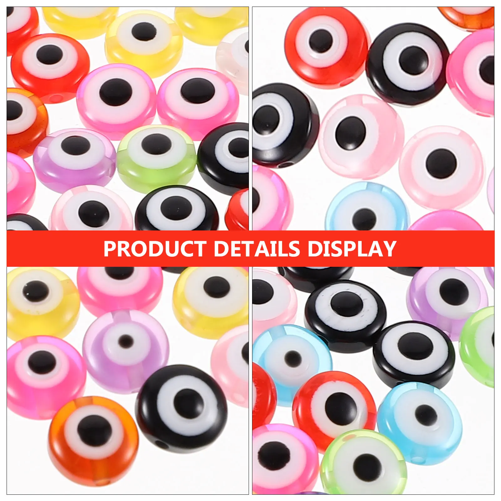 

200pcs Colored Resin Beads 8mm Flat Round Eye DIY Handcraft Jewelry Making Spacer Earrings Necklace Decorations