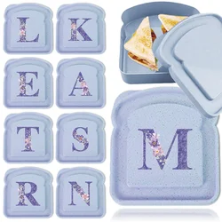 Toast Storage Box With Lid Bread Sandwich Container Lunch Bag Portable Food Organizer Reusable Purple flower Letter Pattern