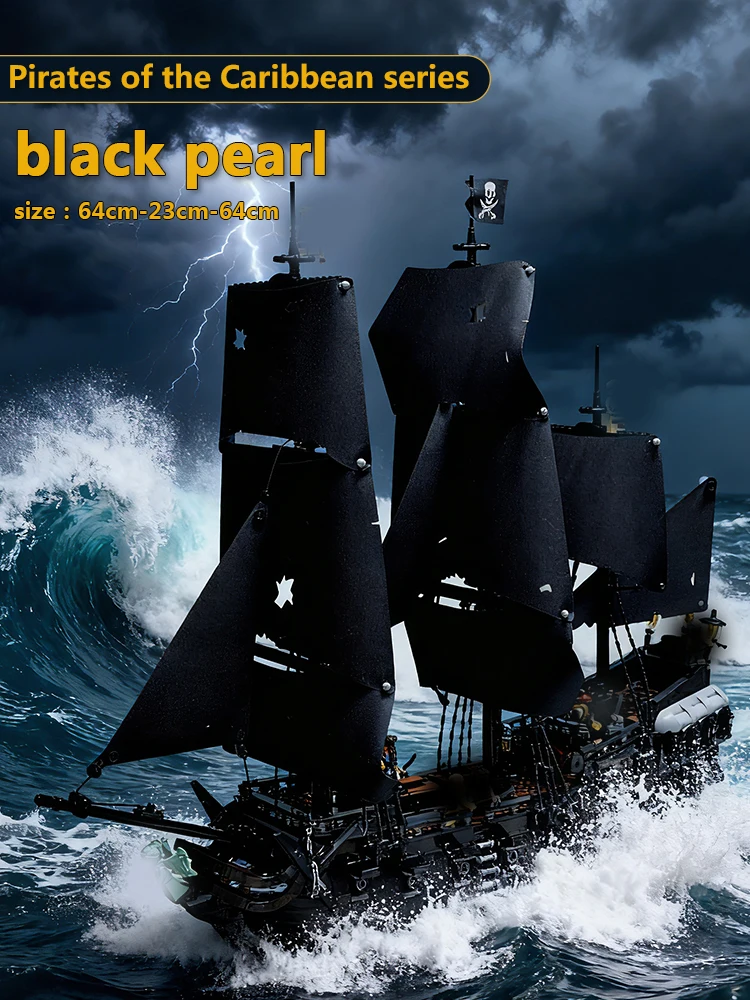 

New Pirate Ship Captain Jack Black Pearl 2862PCS Large Boy Assembled Building Blocks Toy Gift Model